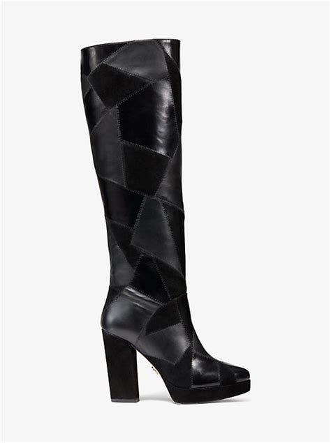 michael kors hanya boots|Hanya Patchwork Crinkled Leather and Suede Boot .